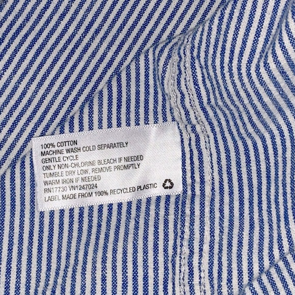 Goodfellow & Co Blue White Striped Button Down Cotton Shirt - Men’s XL - Picture 8 of 11